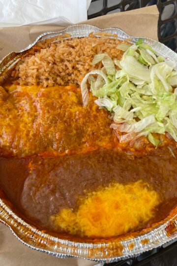 Red Chili Burrito Plate from Rito's Mexican Food