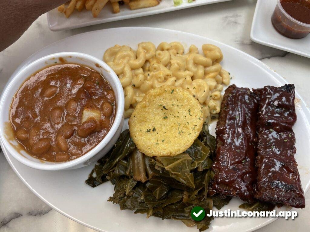 Top down view of soul food plate