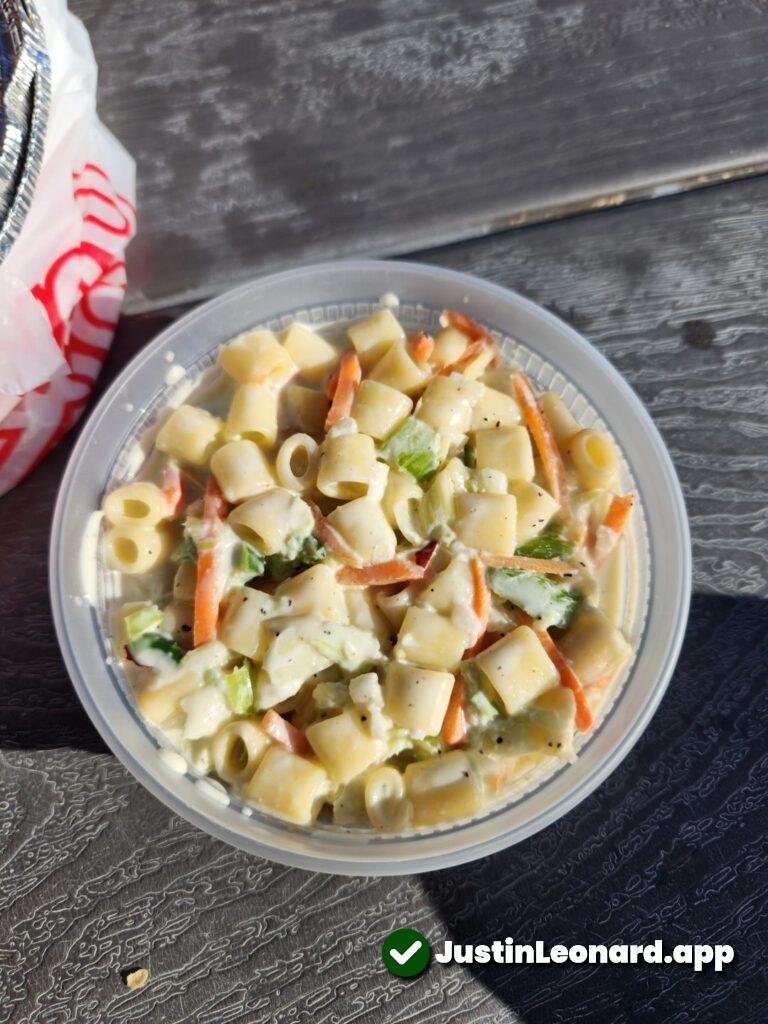 macaroni salad top down view