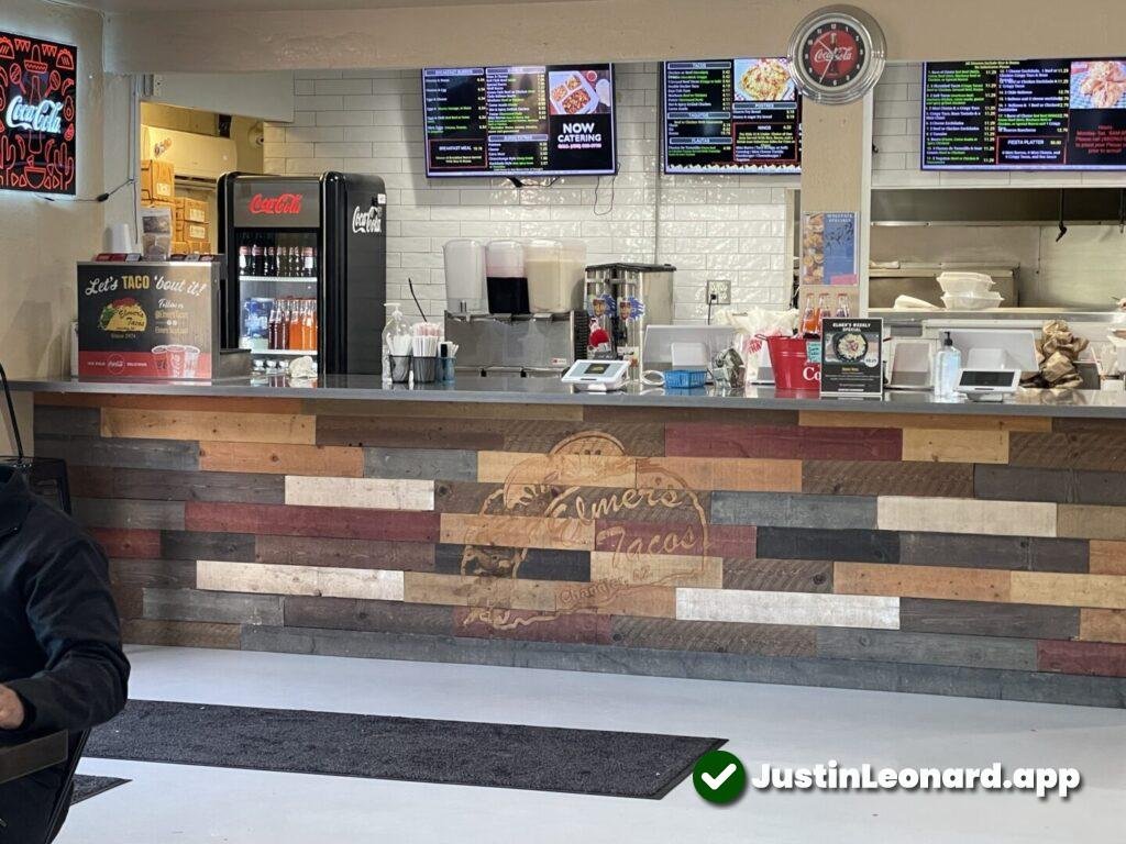 Closeup of Elmers Tacos front counter area