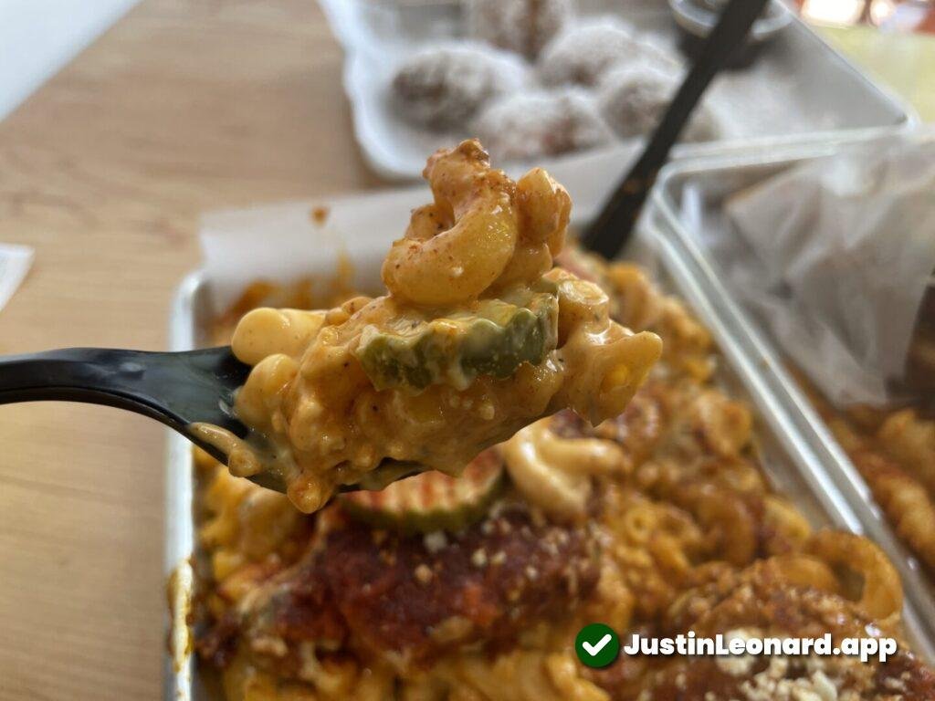 Mac-n-cheese on a fork